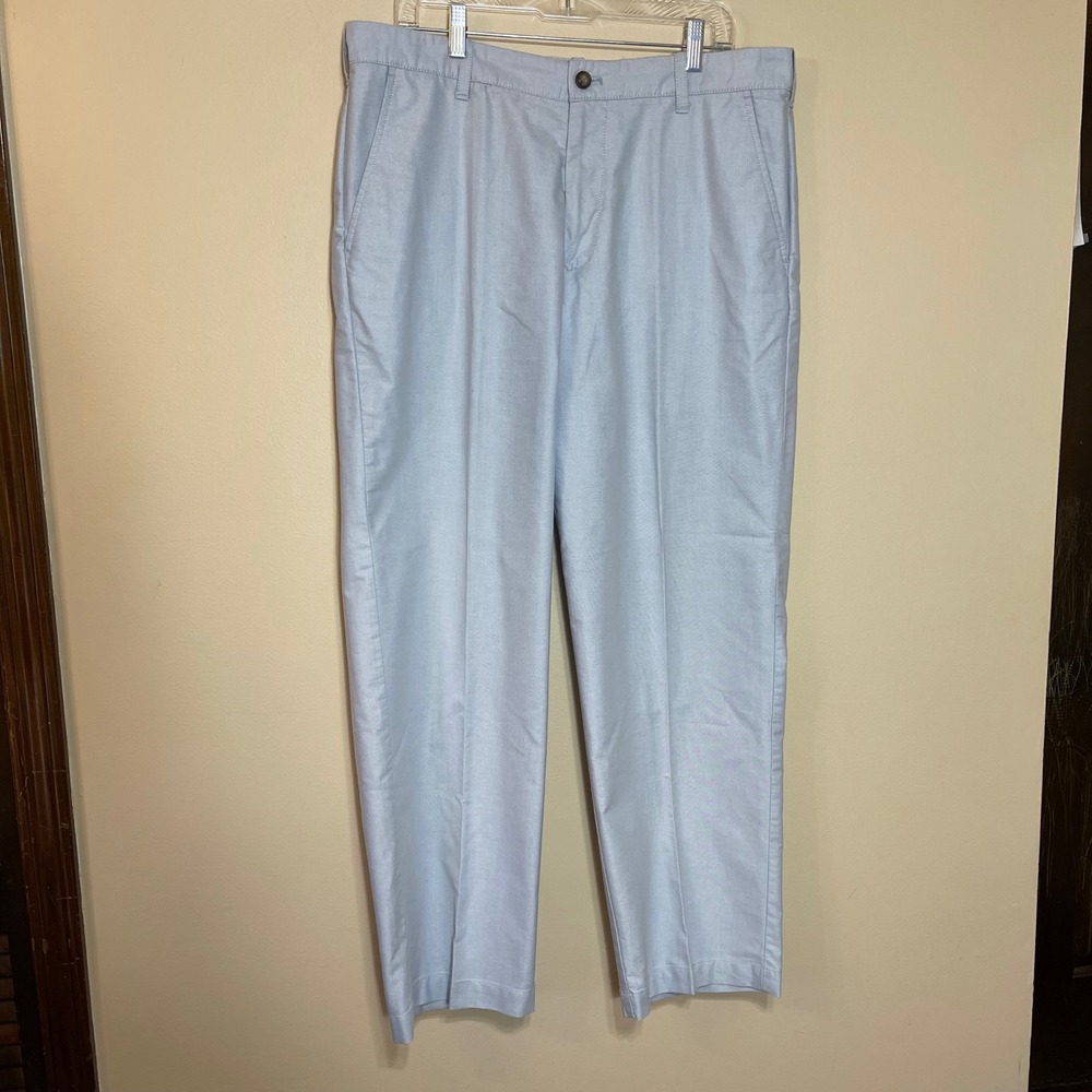 IZOD Mens Chino Pants Light Blue 100% Cotton Oxford Straight Leg 36x30